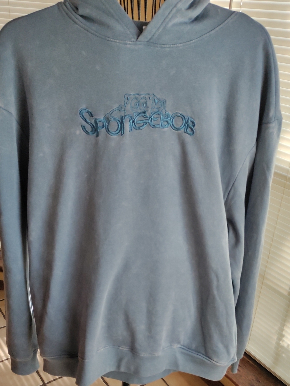 SpongeBob Squarepants Men's Blue Mineral Wash Hoodie